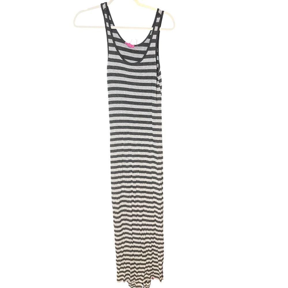 Woman's Zenana Maxi Black & White Striped Dress Size Small. Spaghetti Strap.